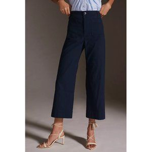 Anthropologie Maeve The Colette Cropped Wide-Leg Pants - Dark Blue Navy - 26
